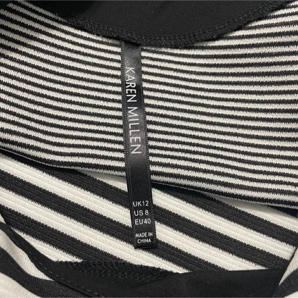 Karen Millen Size 8  Top Blouse Long Sleeve Stripe Career Professional - Picture 4 of 5